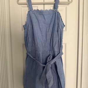LOFT Chambray embroidered romper